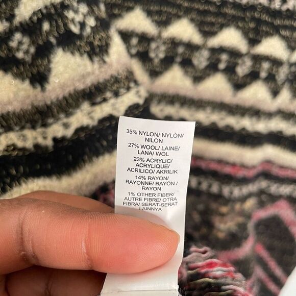 Lucky Brand Womens Cowlneck Sweater L Tunic Wool Blend Fairisle Boho Oversized - Picture 4 of 10